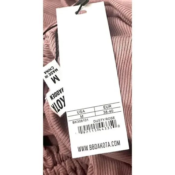 NWT BB Dakota by Steve Madden Crush Ribbed Knit Mini Dress Sz Medium Dusty Rose - Picture 9 of 10
